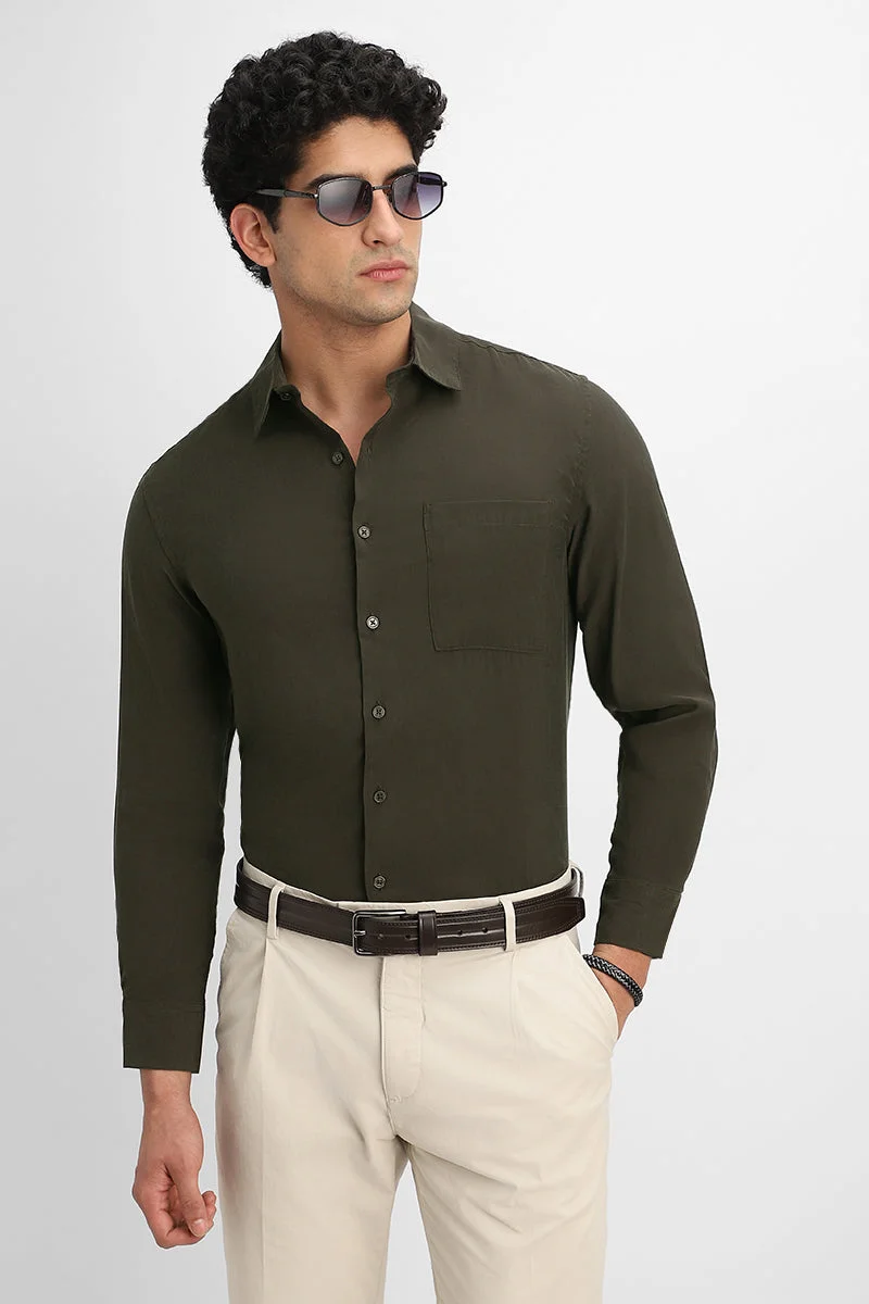 سنيتش Olive Regular Fit Shirt